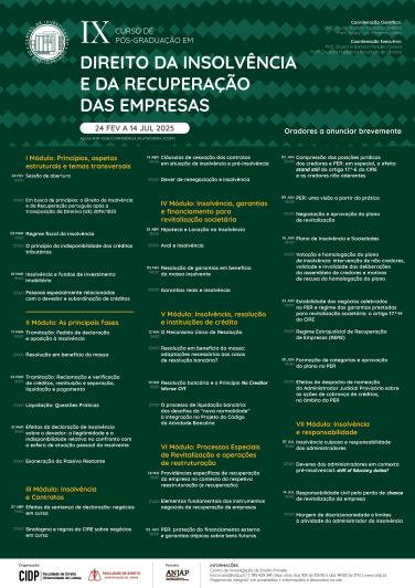 IX Curso de Pós-Graduação em Direito da Insolvência e da Recuperação de Empresas